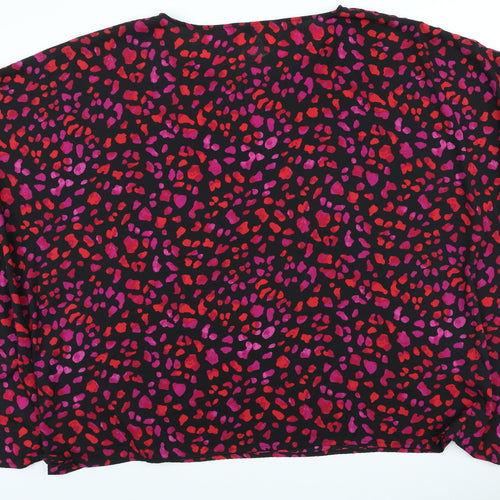 So Fabulous Womens Black Geometric Polyester Basic Blouse Size 22 Round Neck