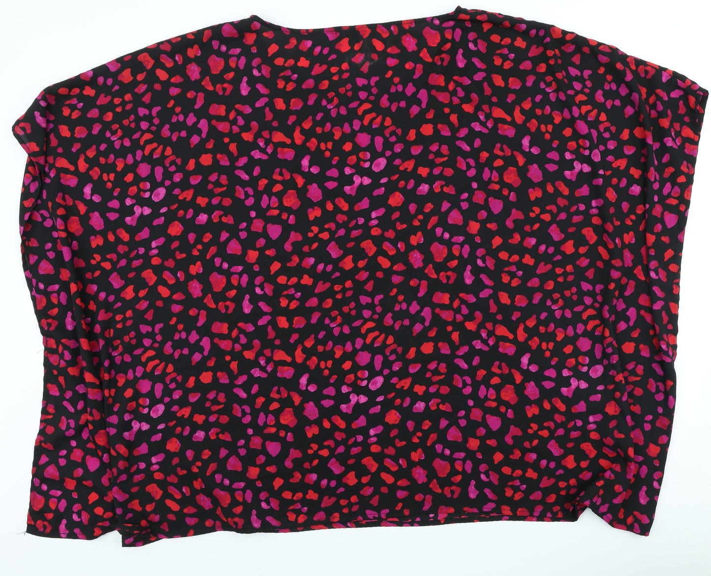 So Fabulous Womens Black Geometric Polyester Basic Blouse Size 22 Round Neck