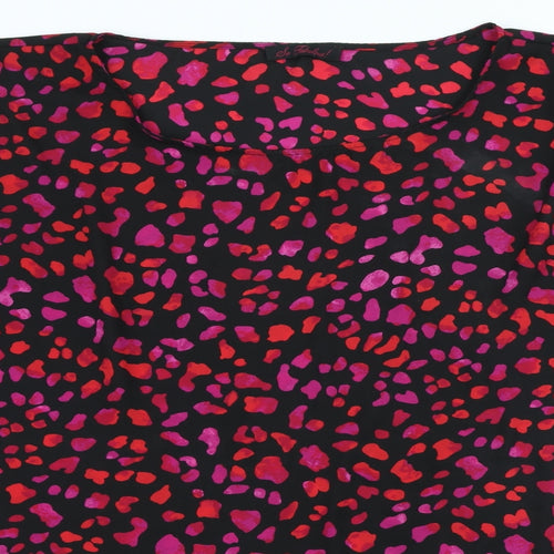 So Fabulous Womens Black Geometric Polyester Basic Blouse Size 22 Round Neck