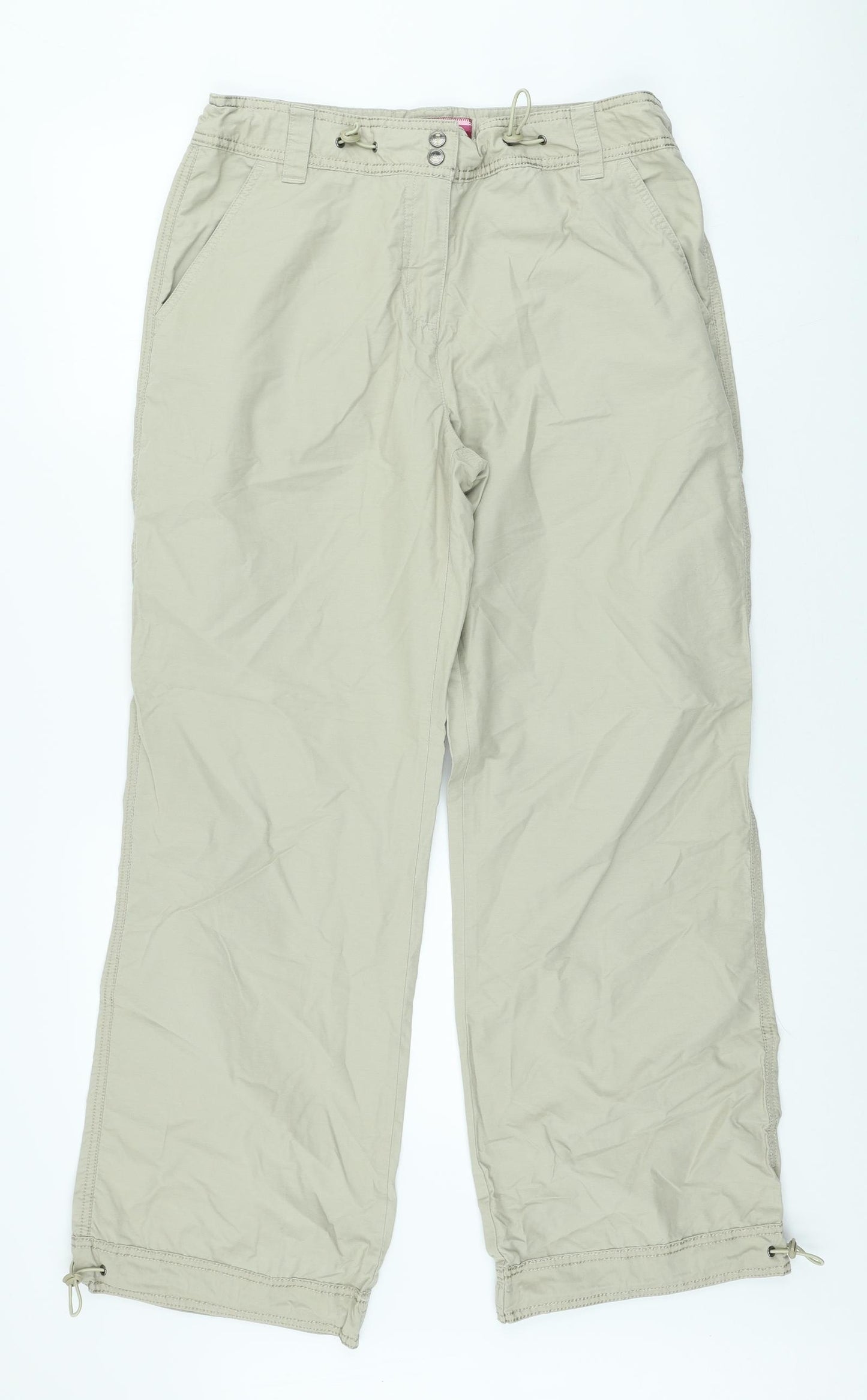 NEXT Womens Beige Cotton Chino Trousers Size 14 L29 in Regular