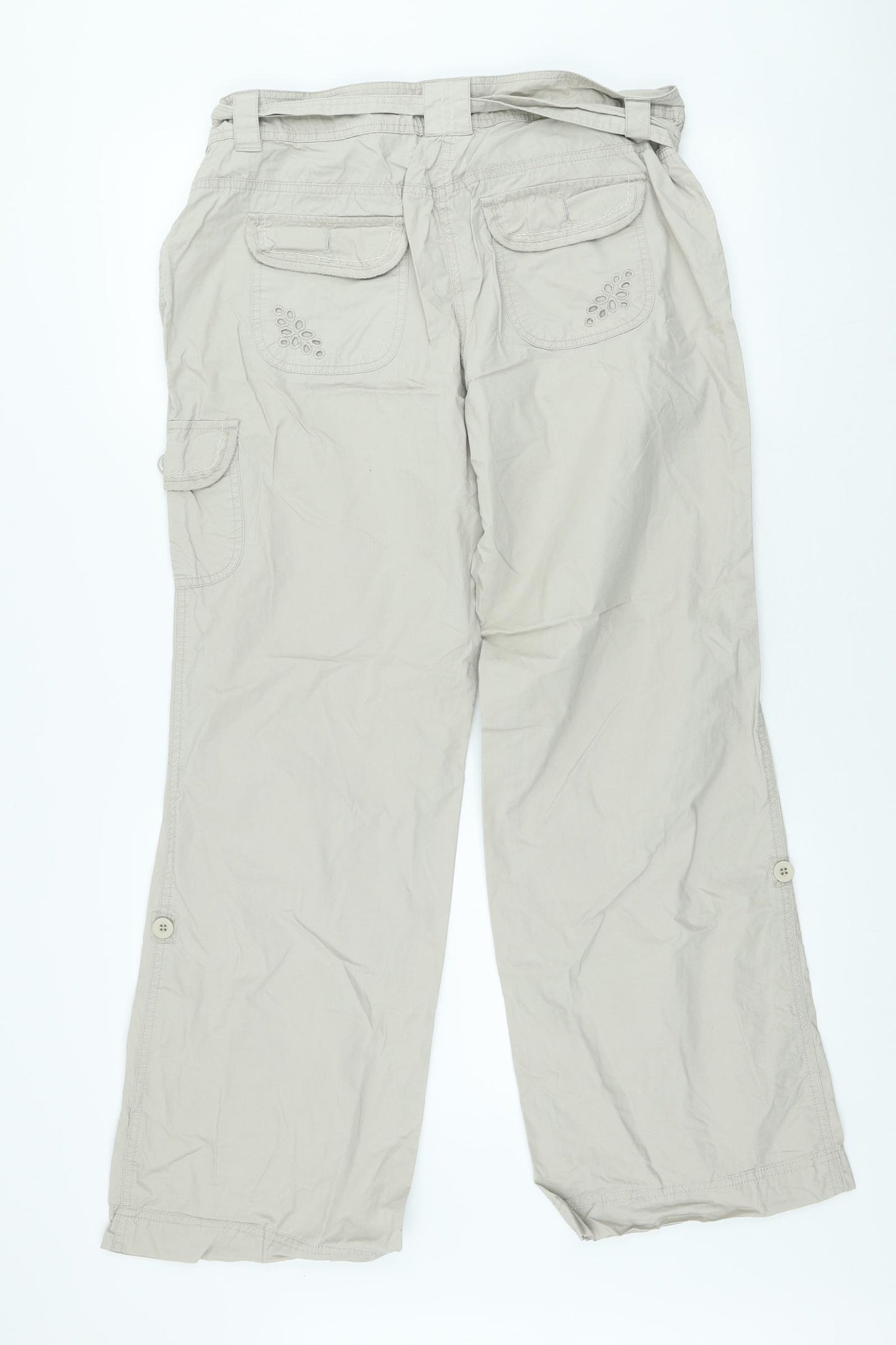 Moda Womens Beige Cotton Chino Trousers Size 14 L29 in Regular