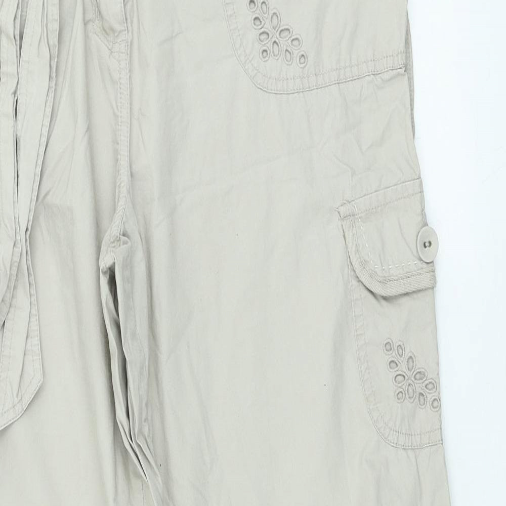 Moda Womens Beige Cotton Chino Trousers Size 14 L29 in Regular