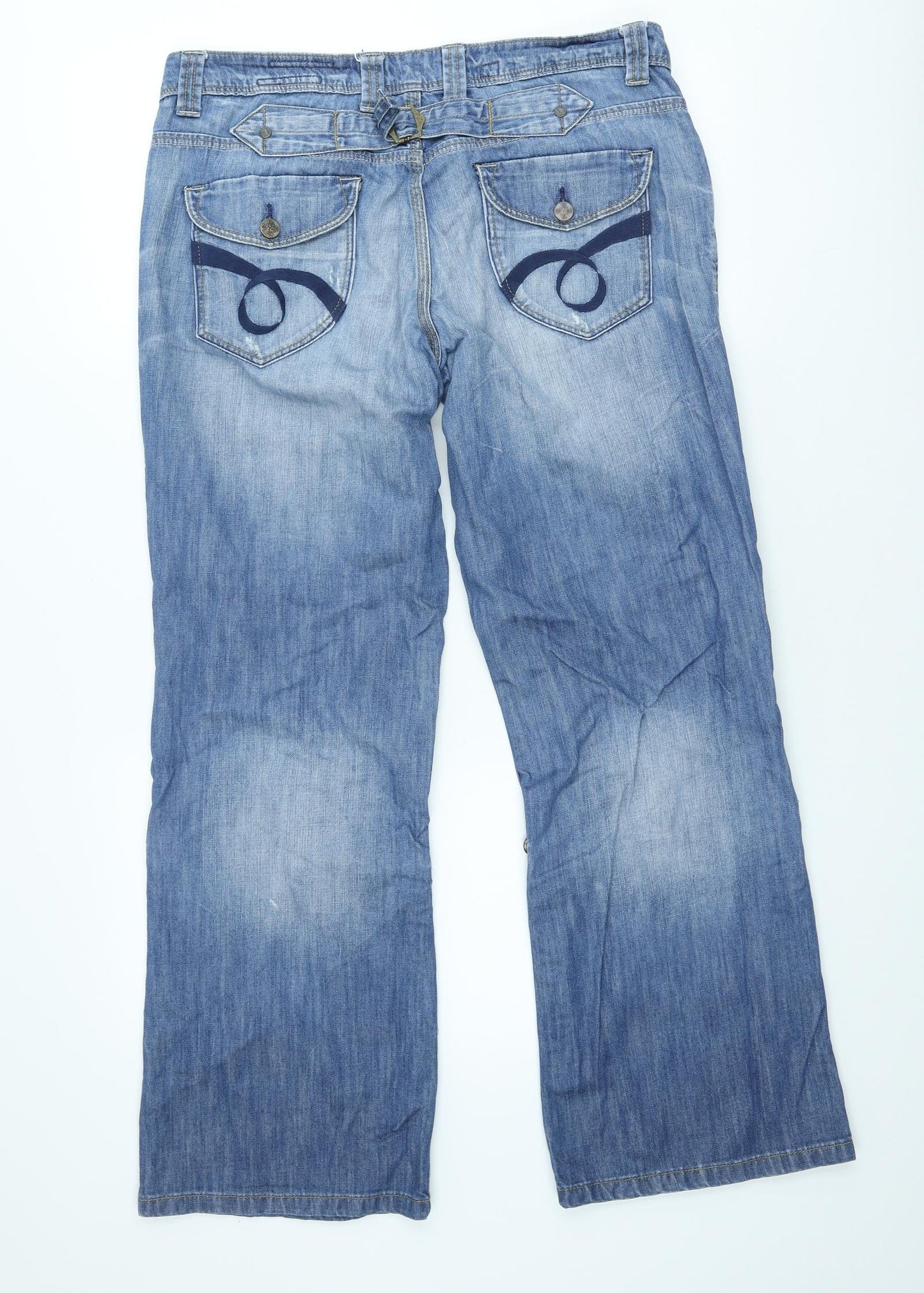 MANTARAY PRODUCTS Womens Blue Cotton Carpenter Trousers Size 14 L28 in Regular