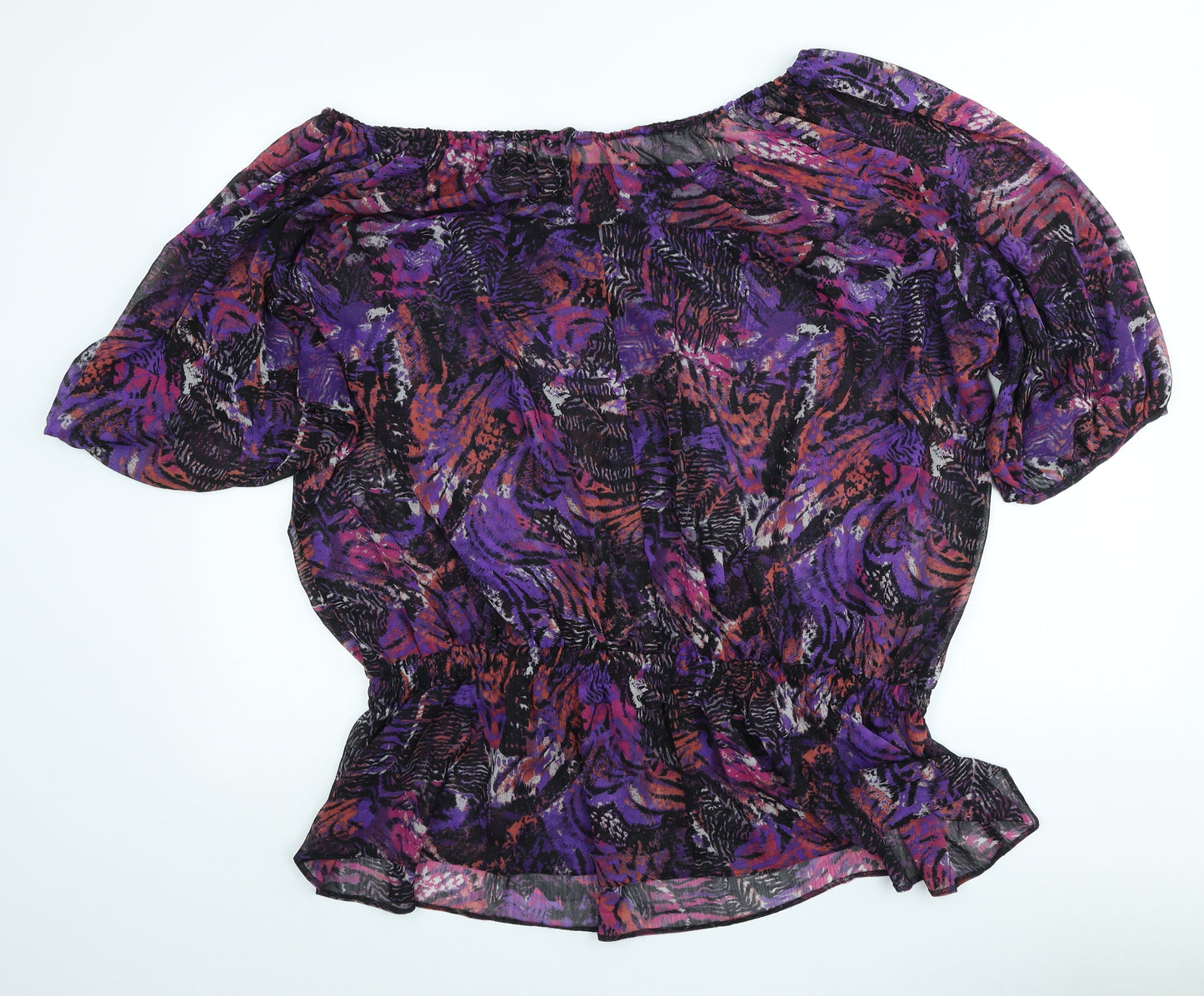 F&F Womens Multicoloured Animal Print Polyester Basic T-Shirt Size 28 Boat Neck - Beachwear
