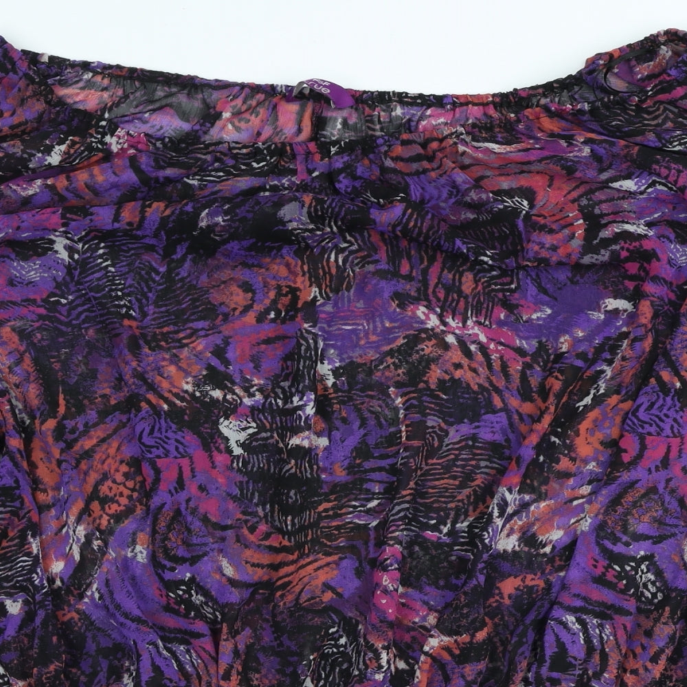 F&F Womens Multicoloured Animal Print Polyester Basic T-Shirt Size 28 Boat Neck - Beachwear