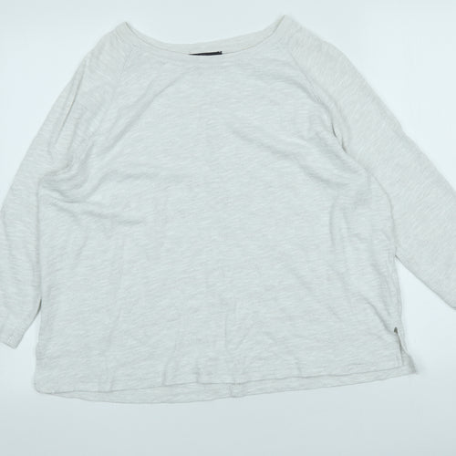 Marks and Spencer Womens Grey Crew Neck Cotton Pullover Jumper Size 14