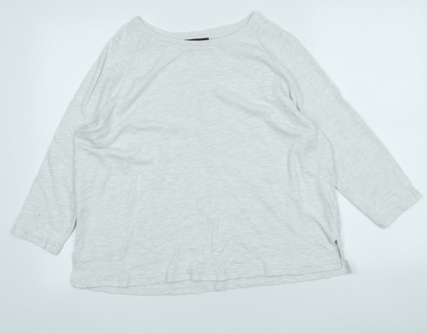 Marks and Spencer Womens Grey Crew Neck Cotton Pullover Jumper Size 14