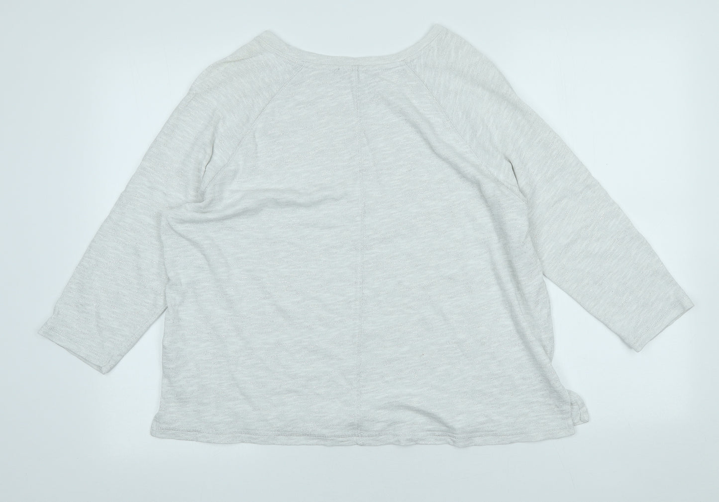 Marks and Spencer Womens Grey Crew Neck Cotton Pullover Jumper Size 14
