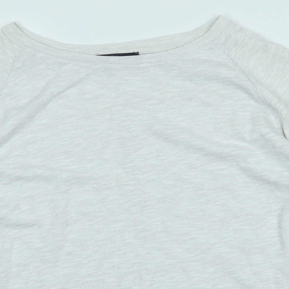 Marks and Spencer Womens Grey Crew Neck Cotton Pullover Jumper Size 14