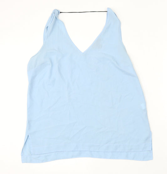 Front view of Atmosphere women’s blue polyester basic blouse, size UK 18, v-neck