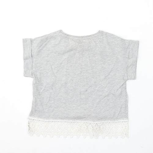 Young Dimension Girls Grey Cotton Basic T-Shirt Size 12 Years Round Neck - it girl