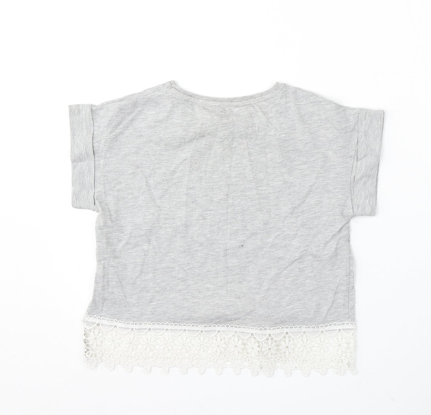 Young Dimension Girls Grey Cotton Basic T-Shirt Size 12 Years Round Neck - it girl