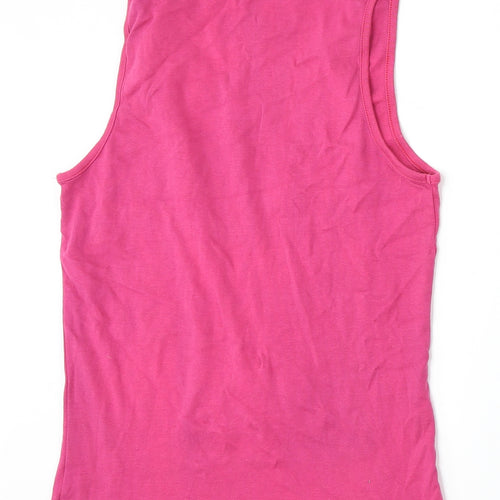 Pure Cotton Womens Pink Cotton Basic Tank Size 16 Round Neck