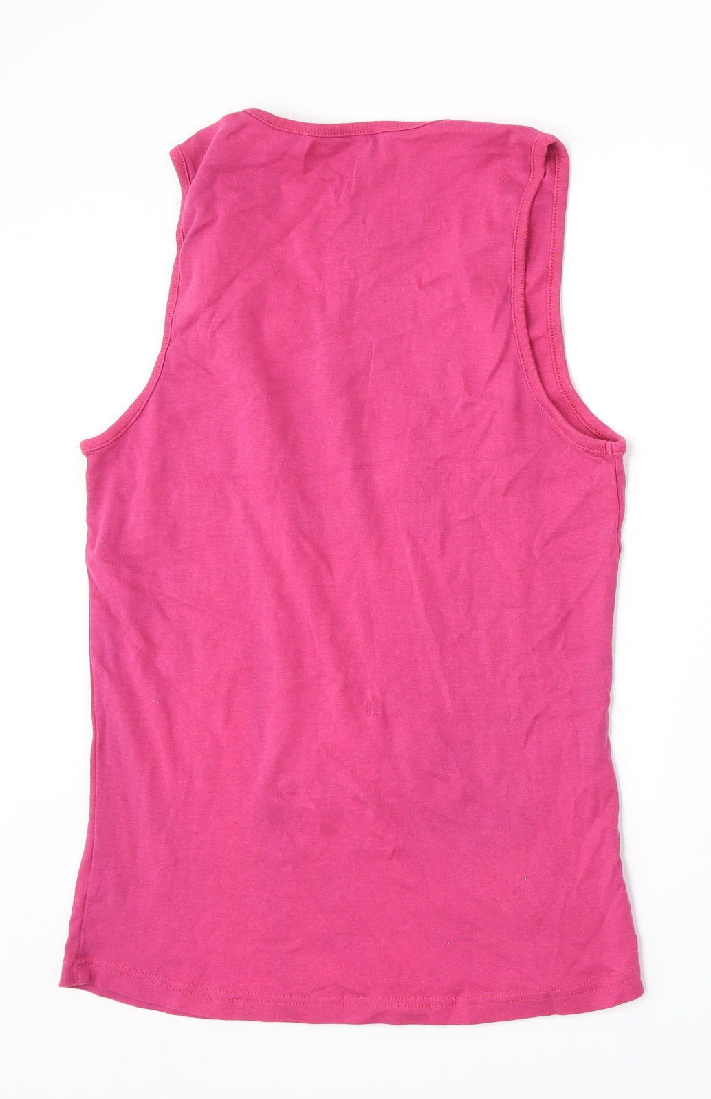 Pure Cotton Womens Pink Cotton Basic Tank Size 16 Round Neck