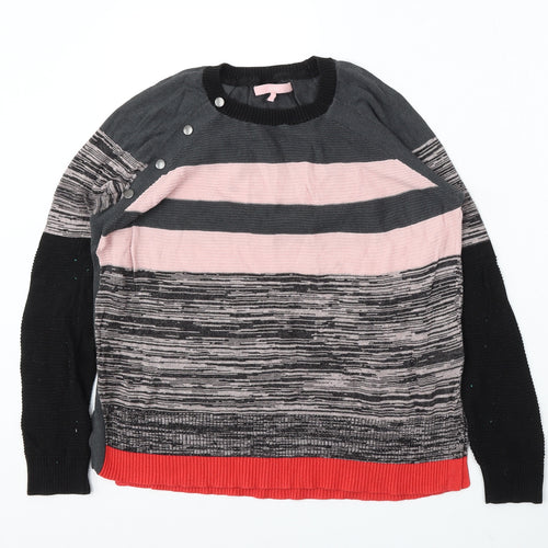 NEXT Womens Multicoloured Round Neck Striped Viscose Pullover Jumper Size 12