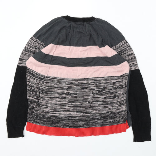 NEXT Womens Multicoloured Round Neck Striped Viscose Pullover Jumper Size 12