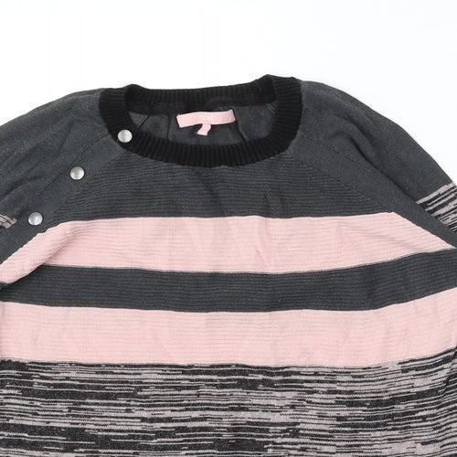 NEXT Womens Multicoloured Round Neck Striped Viscose Pullover Jumper Size 12