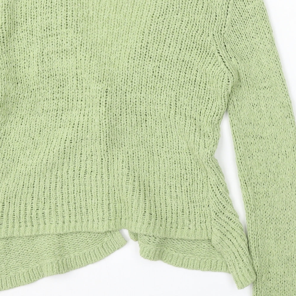 Per Una Womens Green V-Neck Wool Cardigan Jumper Size S