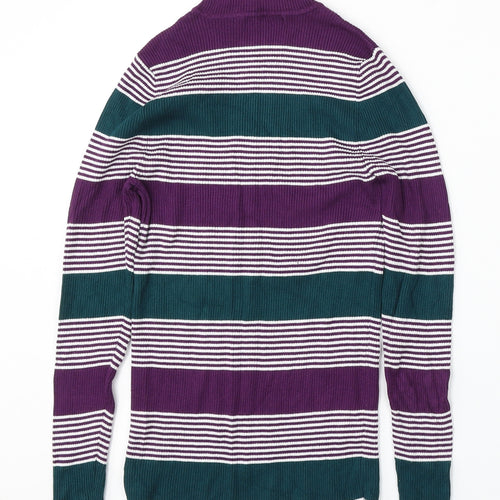 George Womens Multicoloured Mock Neck Striped Viscose Pullover Jumper Size 10