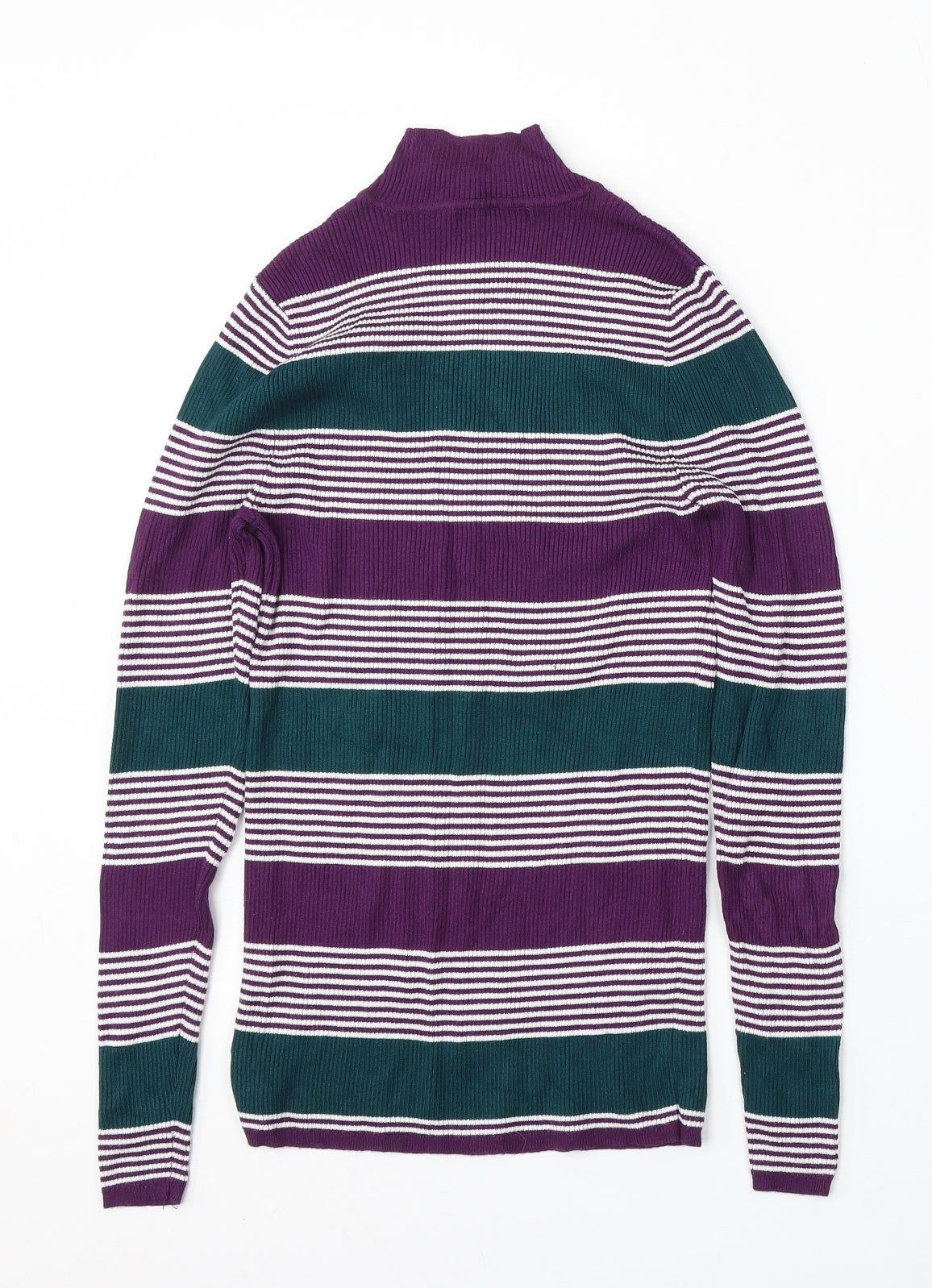 George Womens Multicoloured Mock Neck Striped Viscose Pullover Jumper Size 10