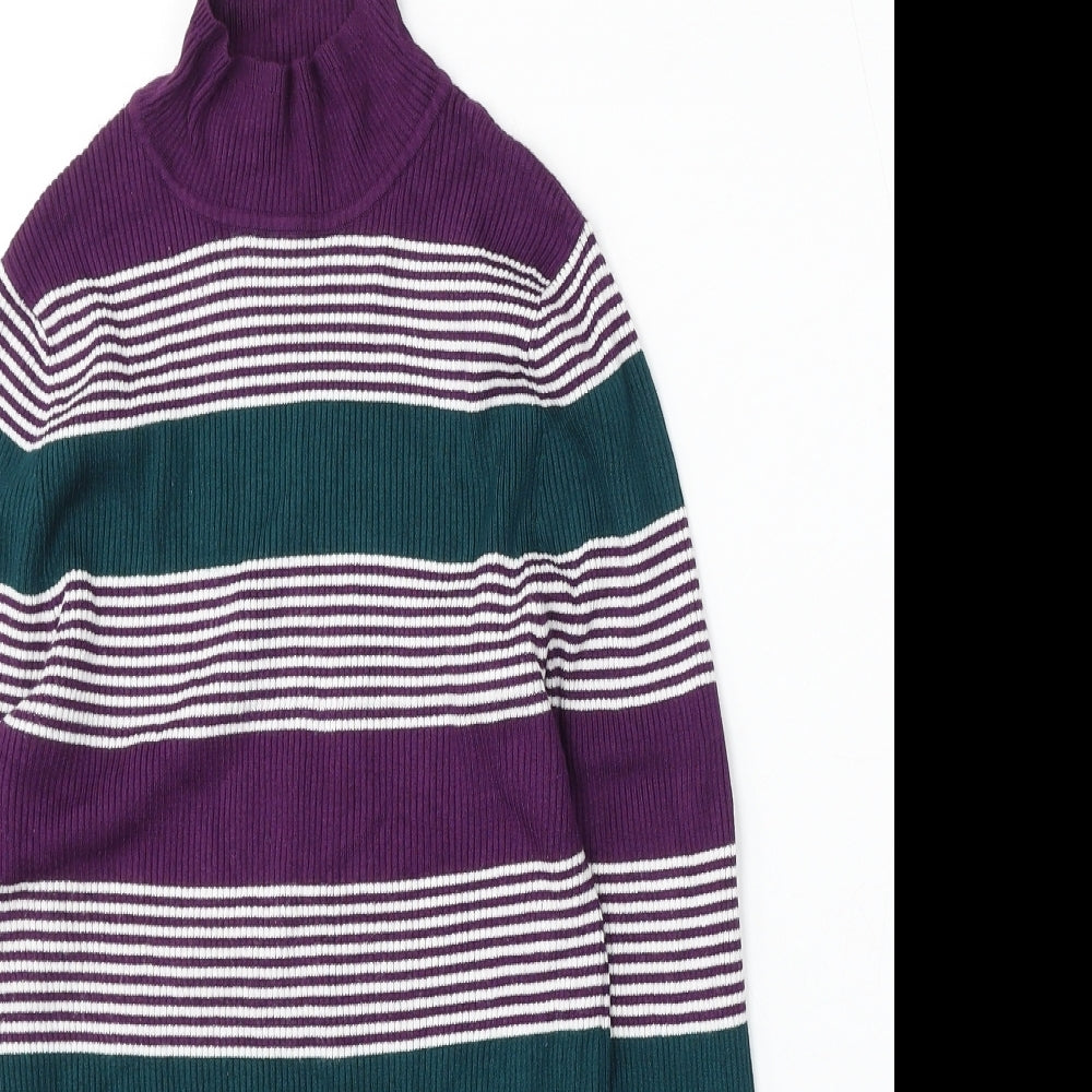 George Womens Multicoloured Mock Neck Striped Viscose Pullover Jumper Size 10