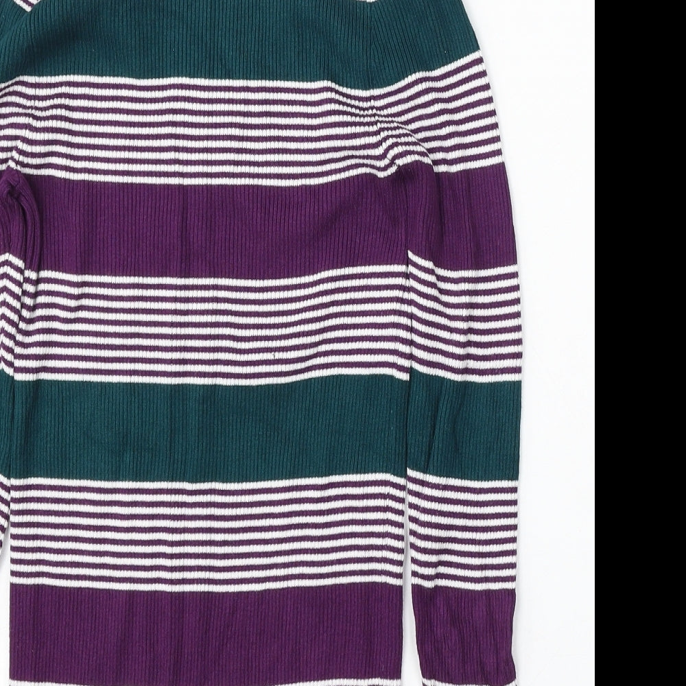 George Womens Multicoloured Mock Neck Striped Viscose Pullover Jumper Size 10
