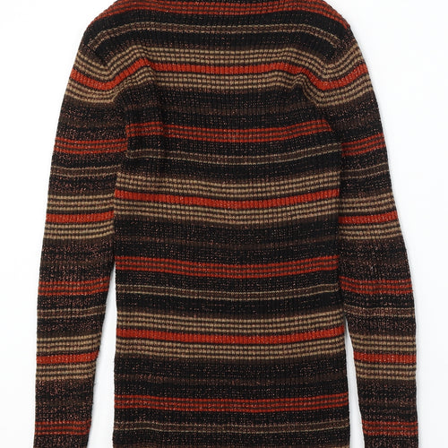 South Womens Multicoloured Round Neck Striped Acrylic Pullover Jumper Size 8