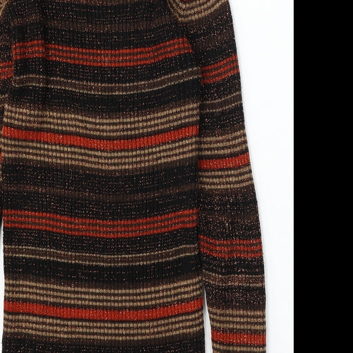 South Womens Multicoloured Round Neck Striped Acrylic Pullover Jumper Size 8