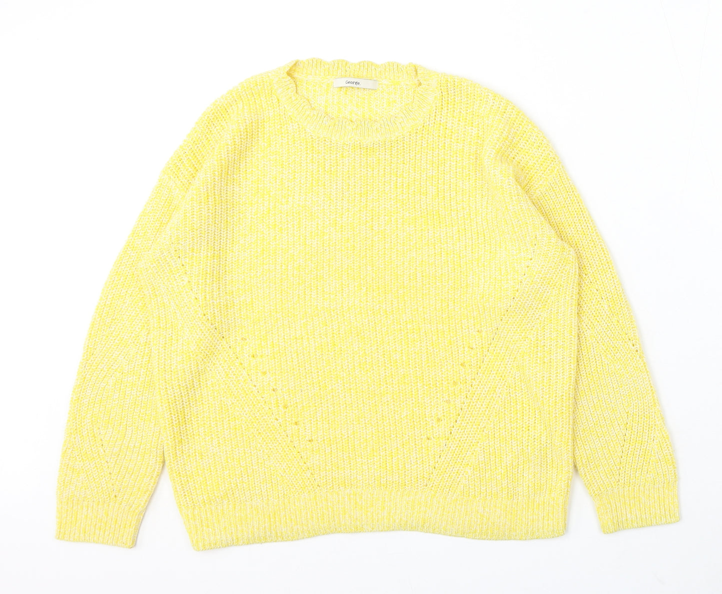 George Womens Yellow Round Neck Acrylic Pullover Jumper Size 12
