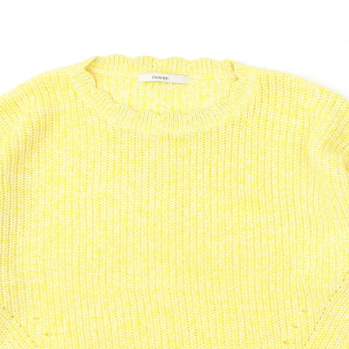 George Womens Yellow Round Neck Acrylic Pullover Jumper Size 12