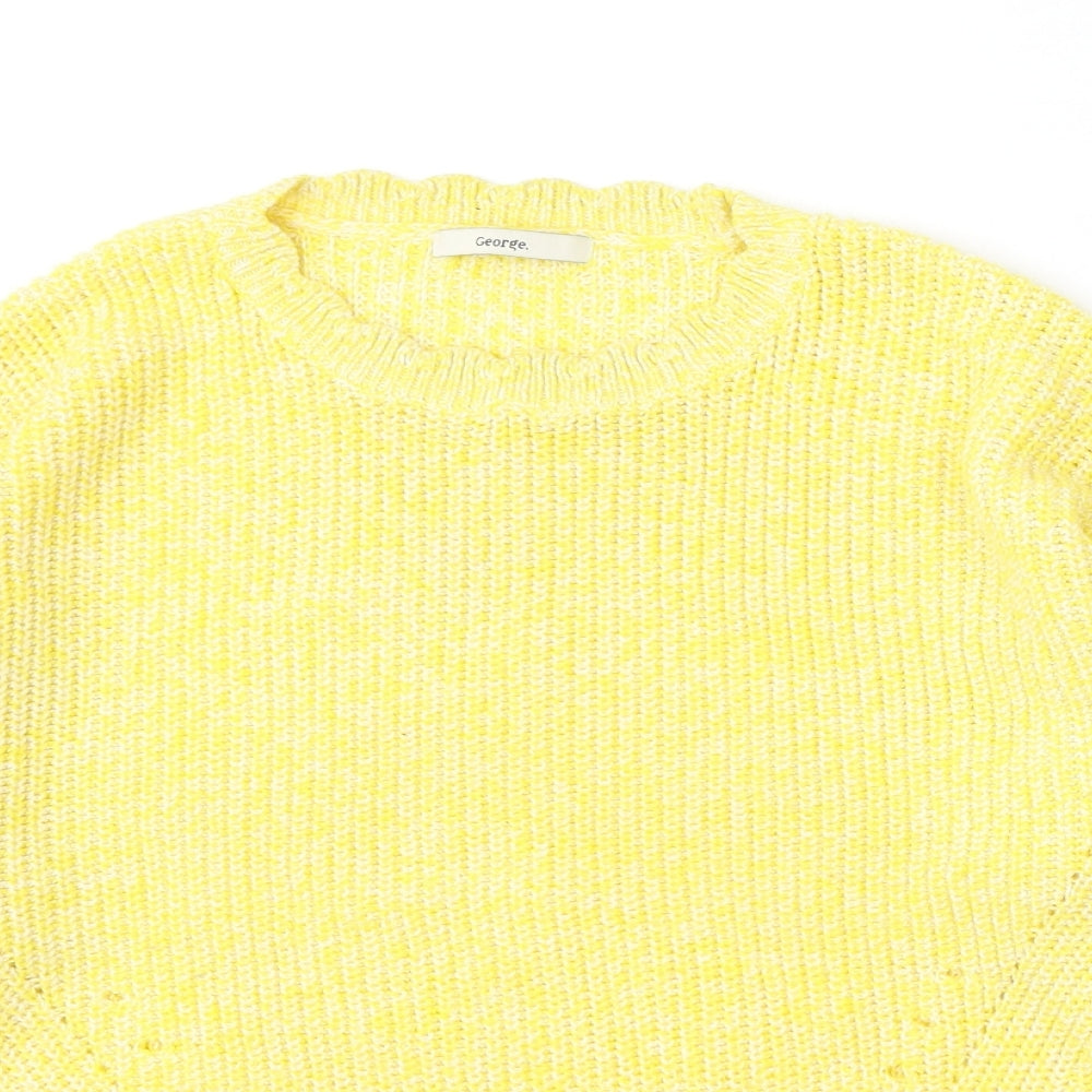 George Womens Yellow Round Neck Acrylic Pullover Jumper Size 12