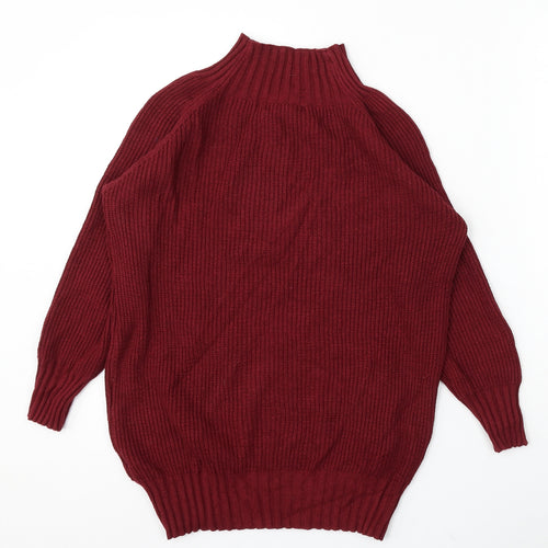 SheIn Womens Red Mock Neck Viscose Pullover Jumper Size S