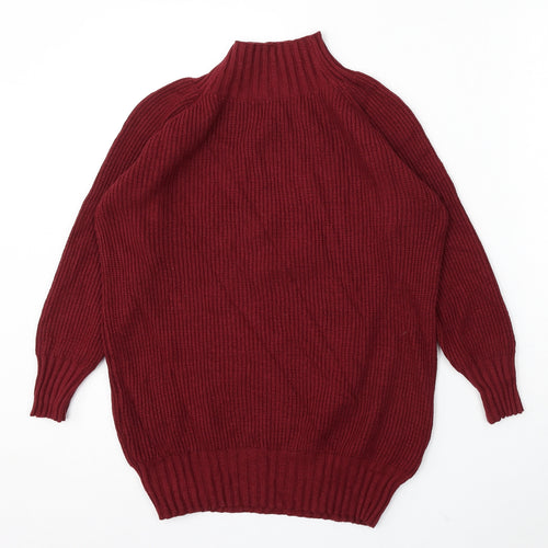 SheIn Womens Red Mock Neck Viscose Pullover Jumper Size S