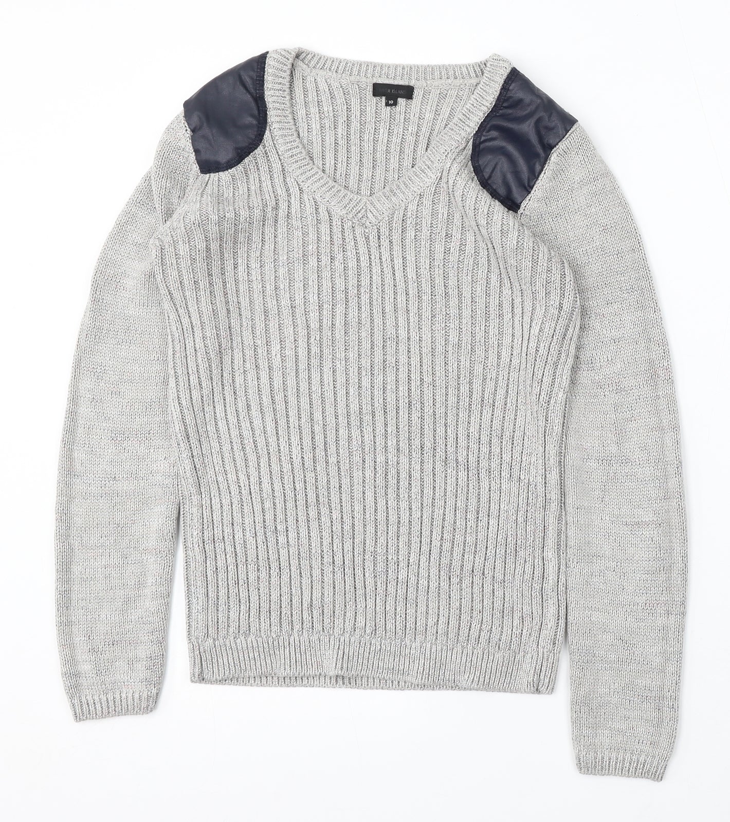 River Island Womens Grey V-Neck Viscose Pullover Jumper Size 10