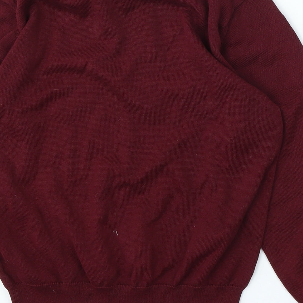 George Boys Red V-Neck Cotton Pullover Jumper Size 8-9 Years