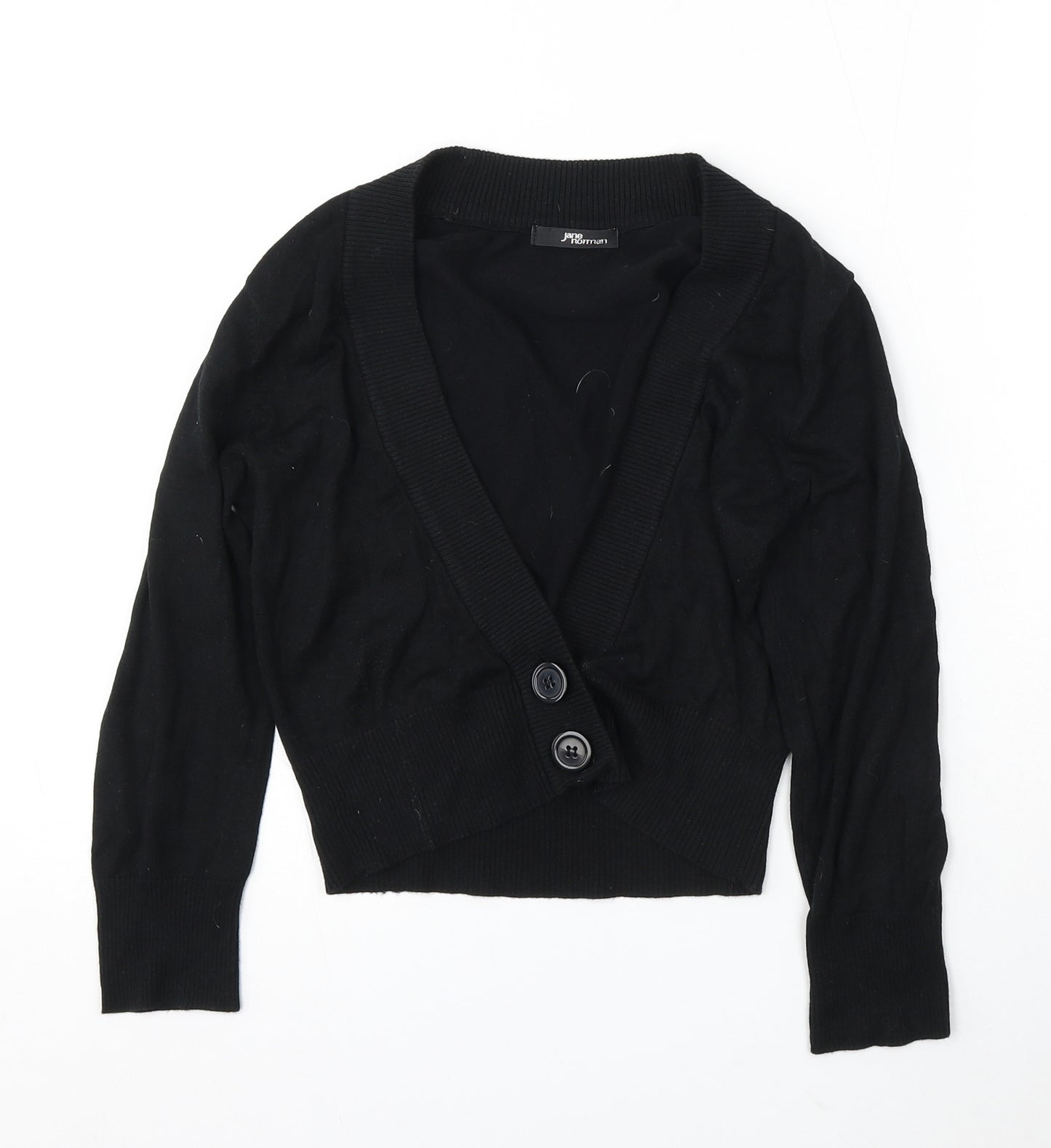 Jane Norman Womens Black V-Neck Cotton Cardigan Jumper Size 12