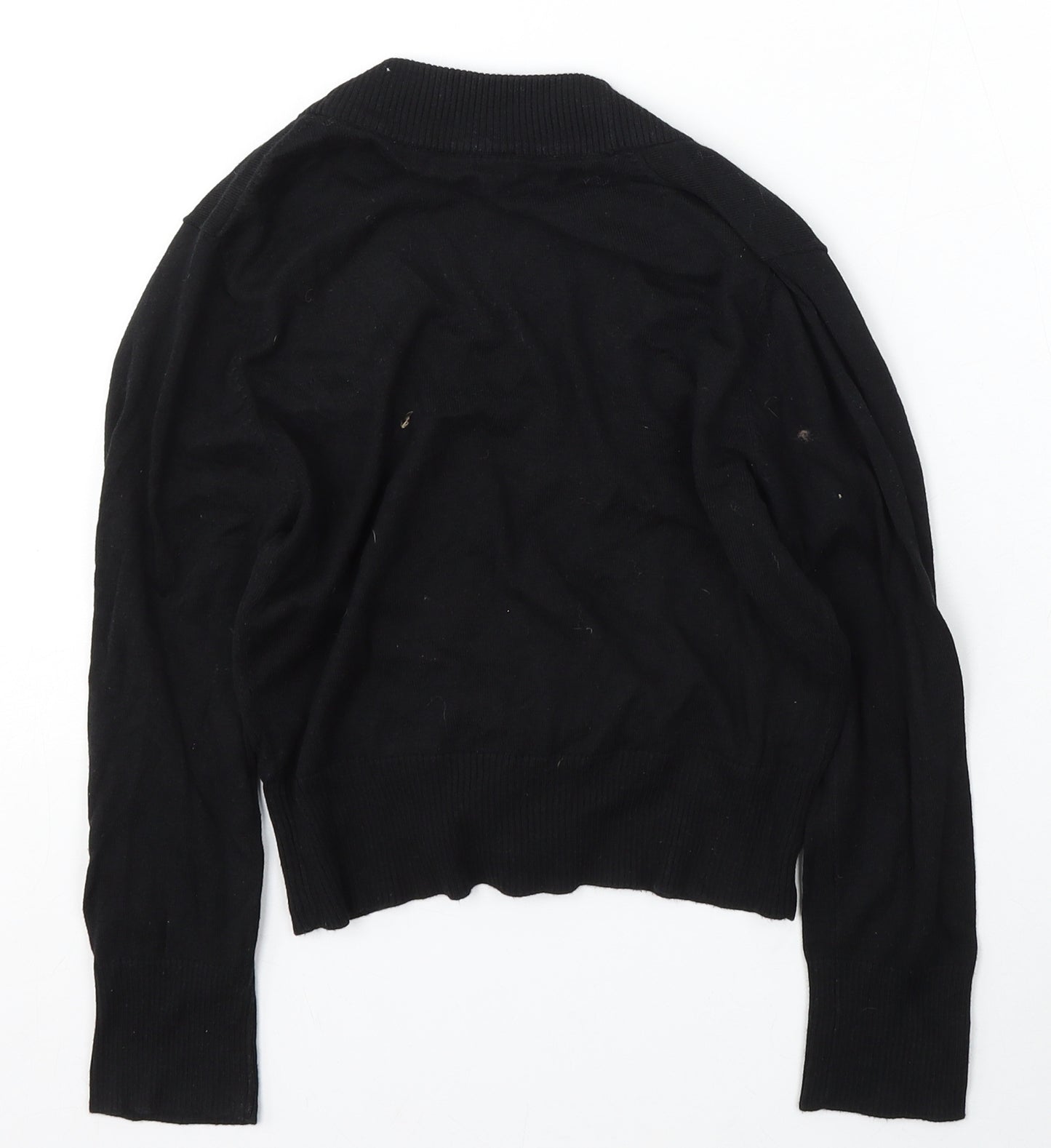 Jane Norman Womens Black V-Neck Cotton Cardigan Jumper Size 12