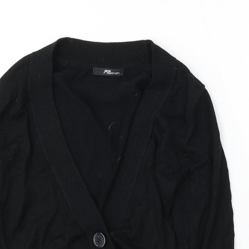 Jane Norman Womens Black V-Neck Cotton Cardigan Jumper Size 12