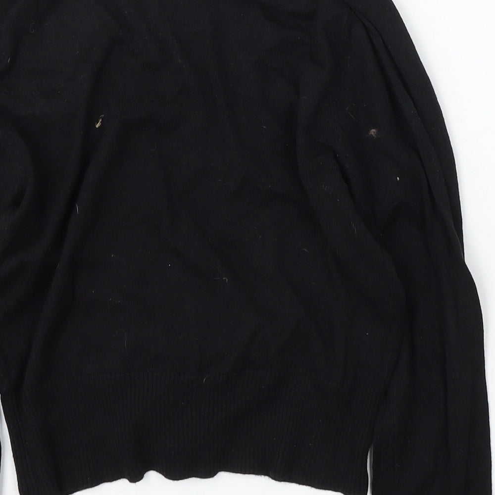 Jane Norman Womens Black V-Neck Cotton Cardigan Jumper Size 12