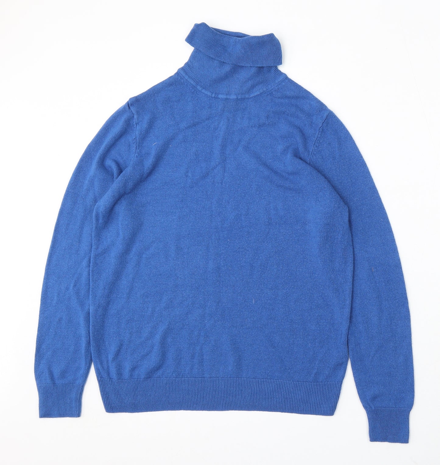 Marks and Spencer Womens Blue Roll Neck Acrylic Pullover Jumper Size 14
