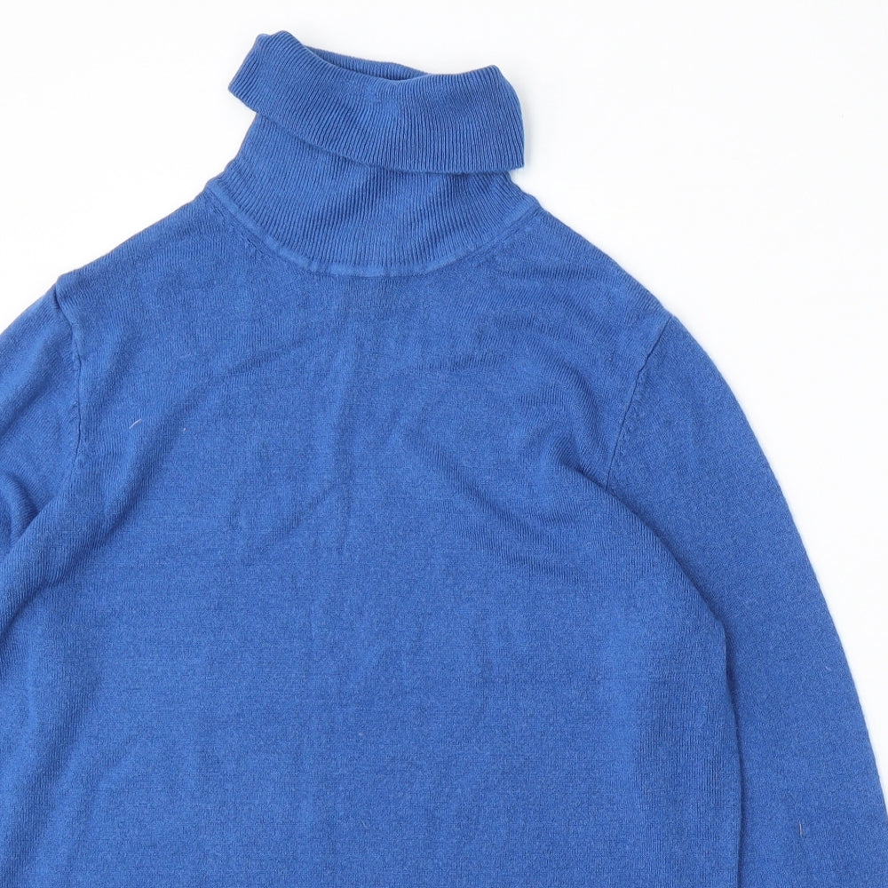 Marks and Spencer Womens Blue Roll Neck Acrylic Pullover Jumper Size 14