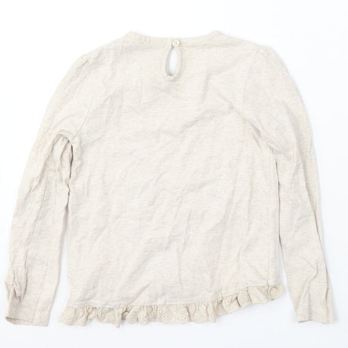 George Girls Beige Cotton Basic T-Shirt Size 5-6 Years Round Neck