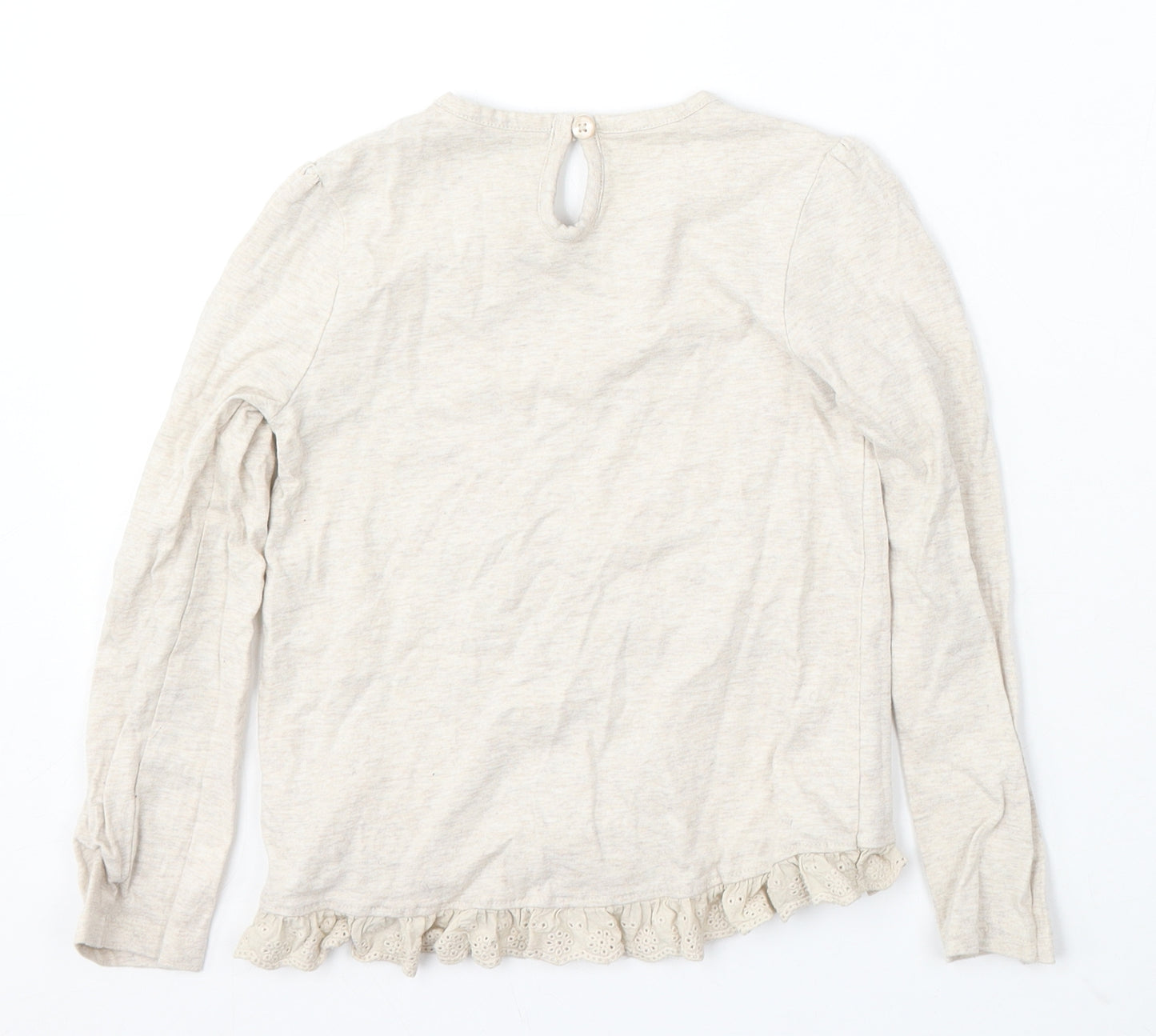 George Girls Beige Cotton Basic T-Shirt Size 5-6 Years Round Neck