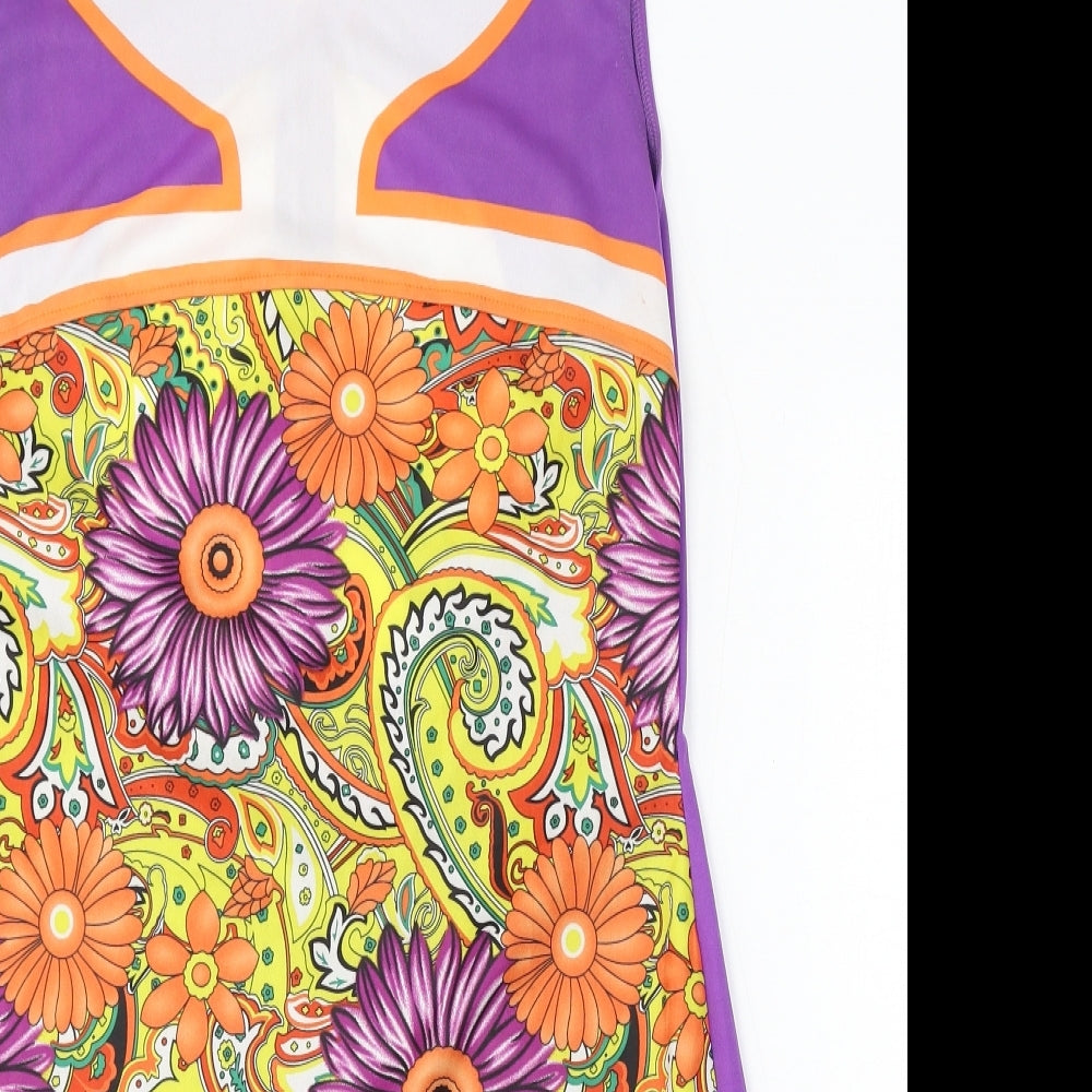 Smiffys Womens Purple Geometric Polyester Sheath Size L Round Neck - Peace