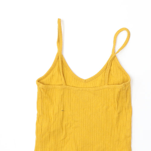 Topshop Womens Yellow Round Neck Cotton Vest Jumper Size 6