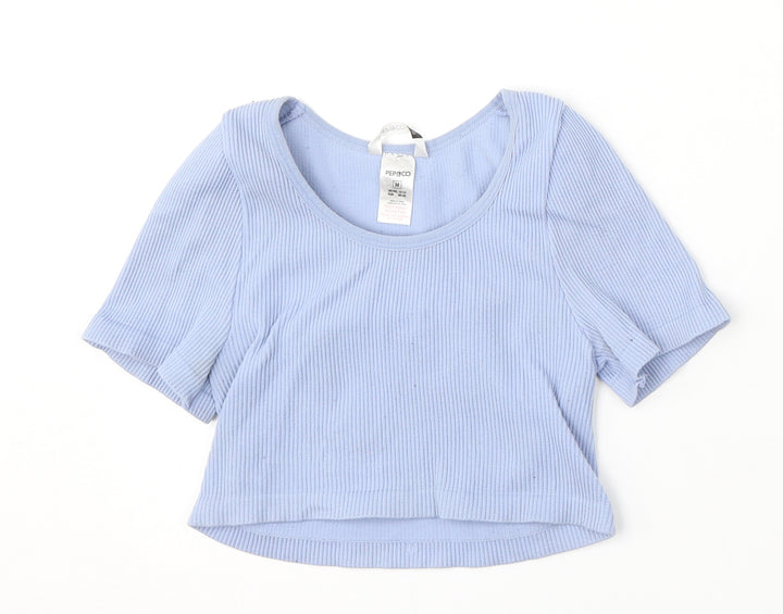 Pep&Co Womens Blue Round Neck Nylon Pullover Jumper Size M