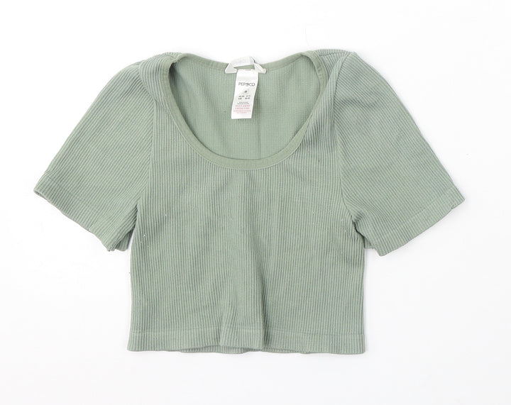 Pep&Co Womens Green Round Neck Nylon Pullover Jumper Size 12