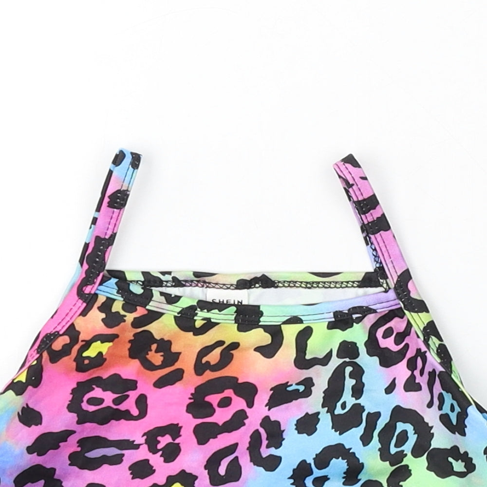 SheIn Girls Multicoloured Geometric Polyester Basic Tank Size 6 Years Round Neck