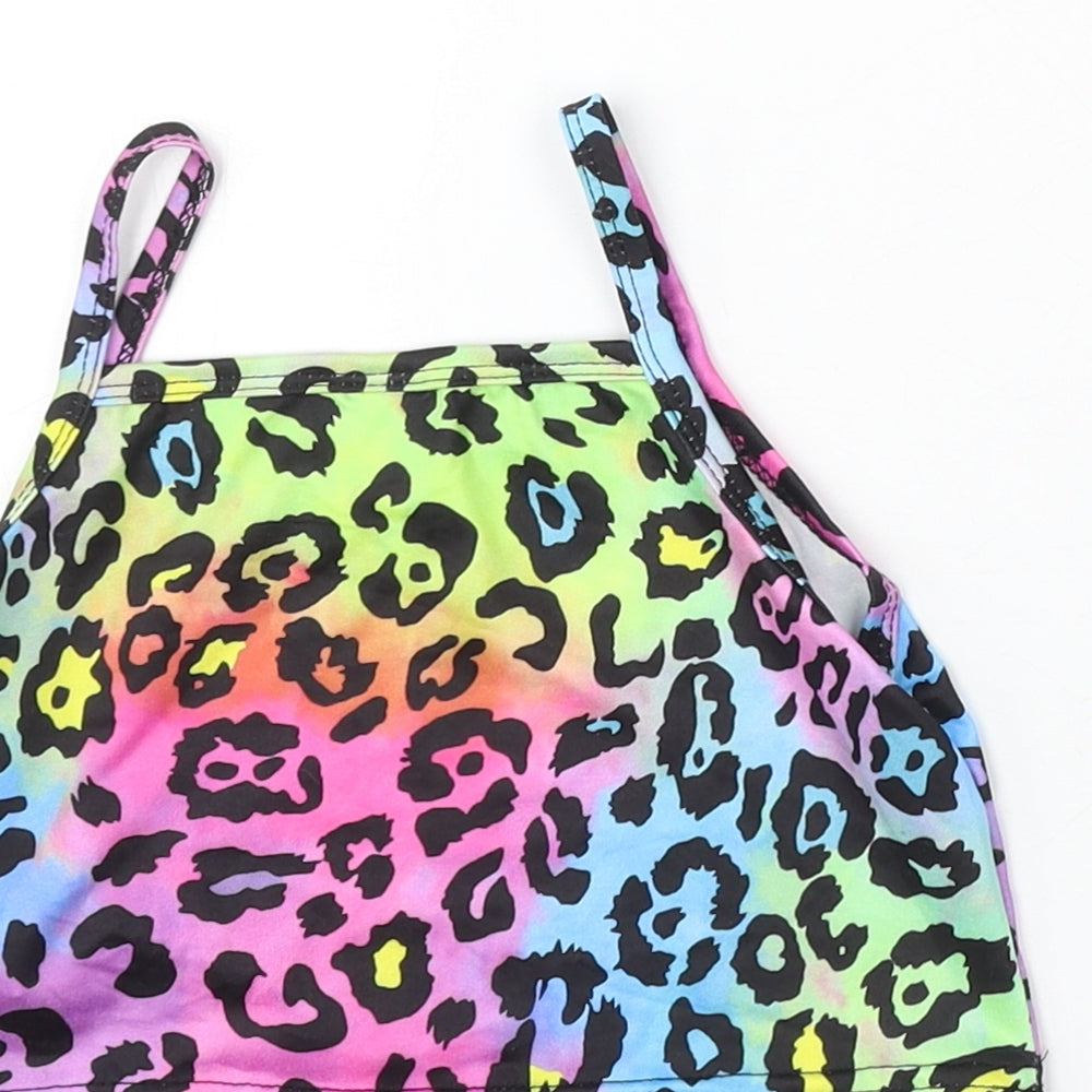 SheIn Girls Multicoloured Geometric Polyester Basic Tank Size 6 Years Round Neck