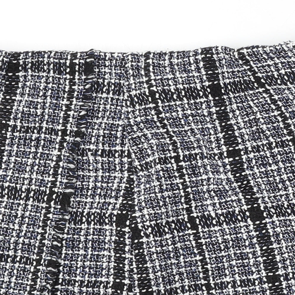 Preworn Womens Blue Check Polyester Skater Skirt Size 28 in